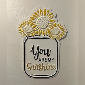 Metal You Are My Sunshine Yellow Sunflower White Mason Jar Home Decor Sign
